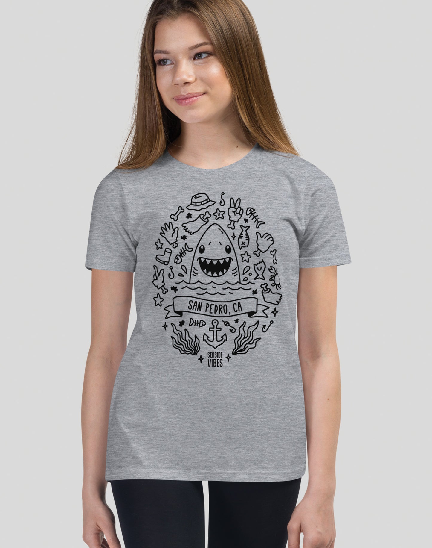 Youth: San Pedro Shark Attack! Tee | Athletic Heather