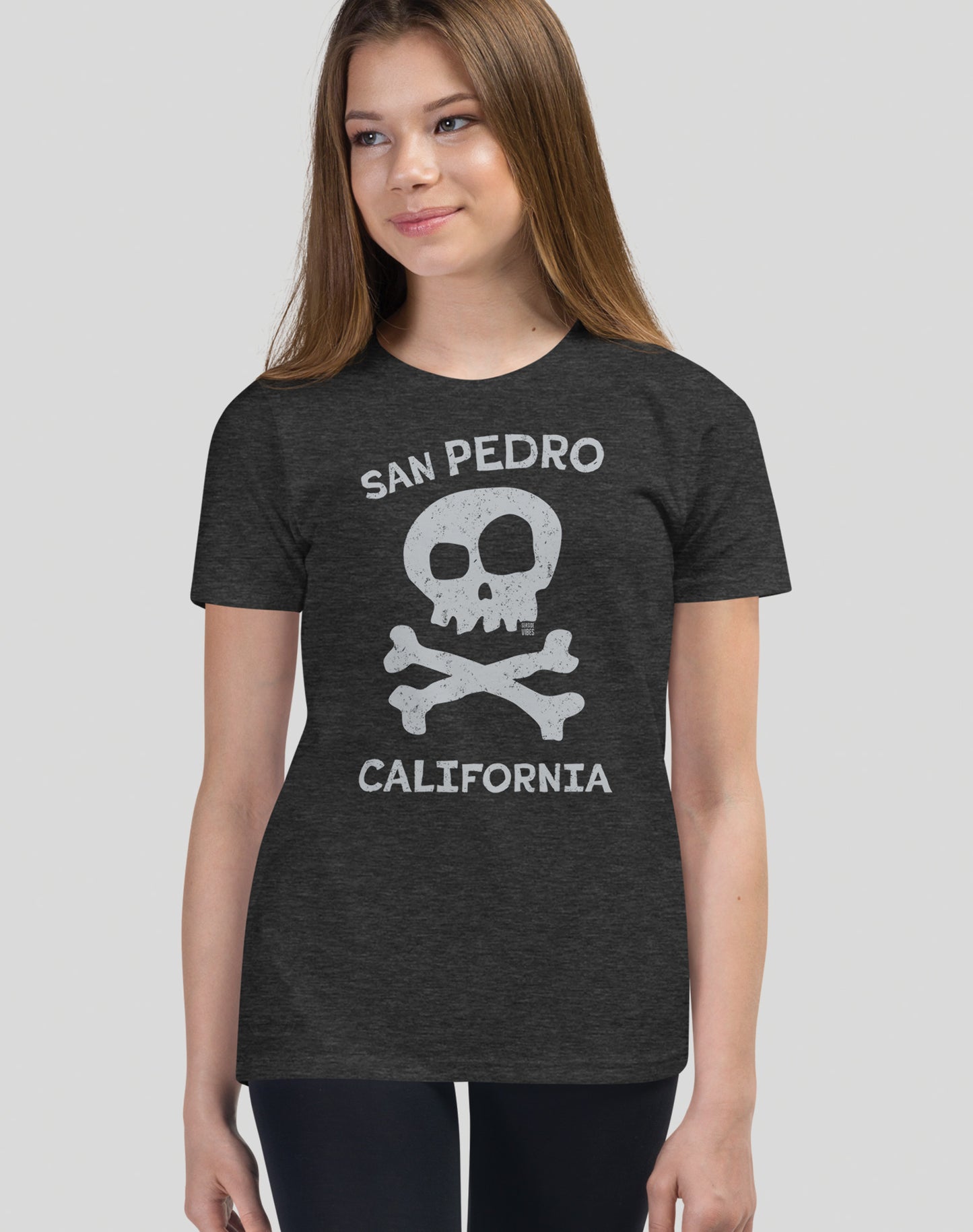 Youth: San Pedro Skull and Bones Tee | Dark Grey Heather