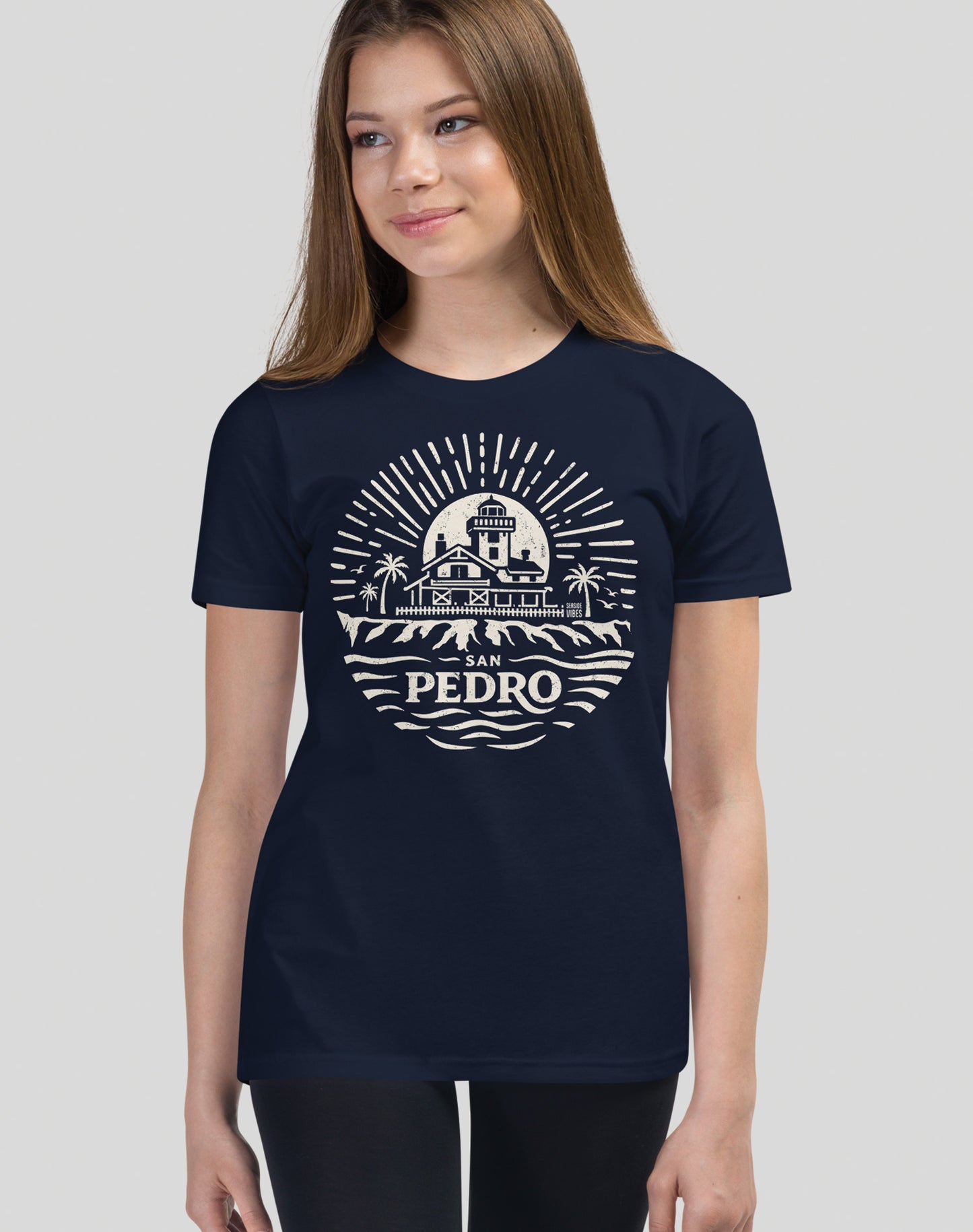Youth: Point Fermin Lighthouse Sunrise Tee | Navy