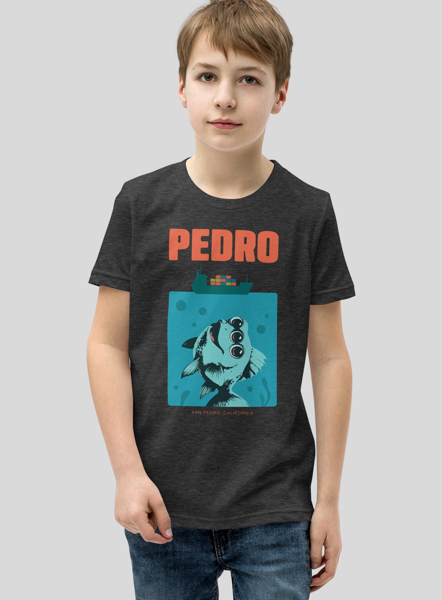 Youth: We're Gonna Need a Bigger Boat Tee - Dark Grey Heather