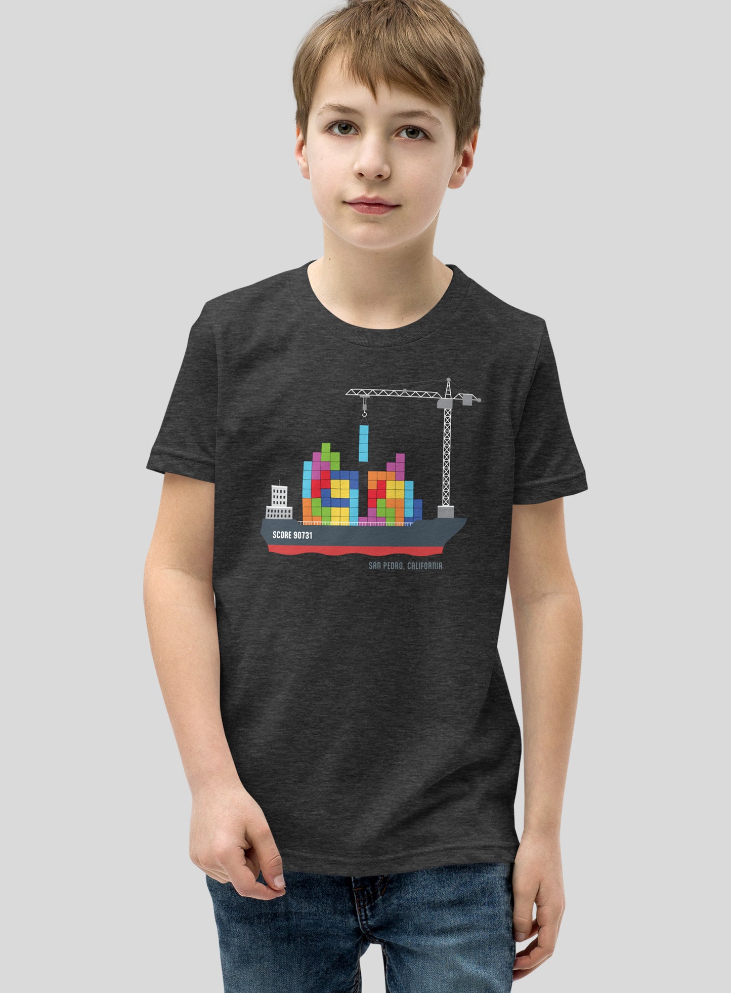 Youth: San Pedro Tetris Tee - Dark Grey Heather