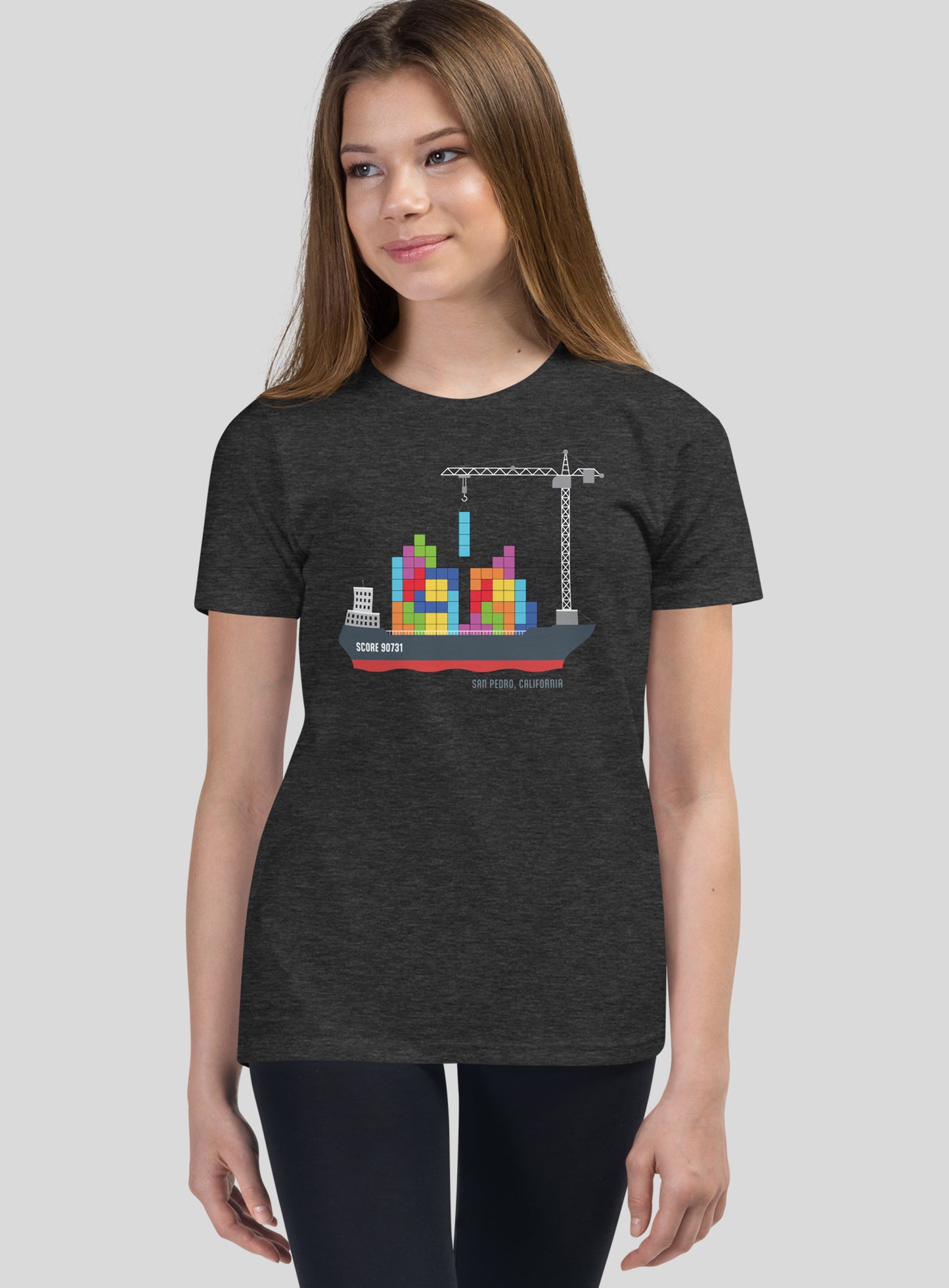 Youth: San Pedro Tetris Tee - Dark Grey Heather