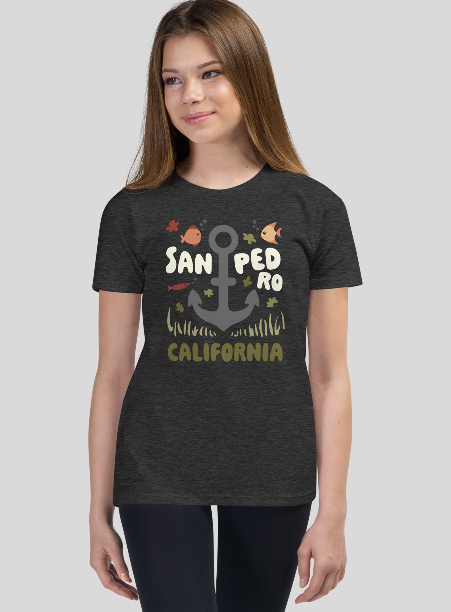 Youth: San Pedro Anchor Tee - Dark Grey Heather