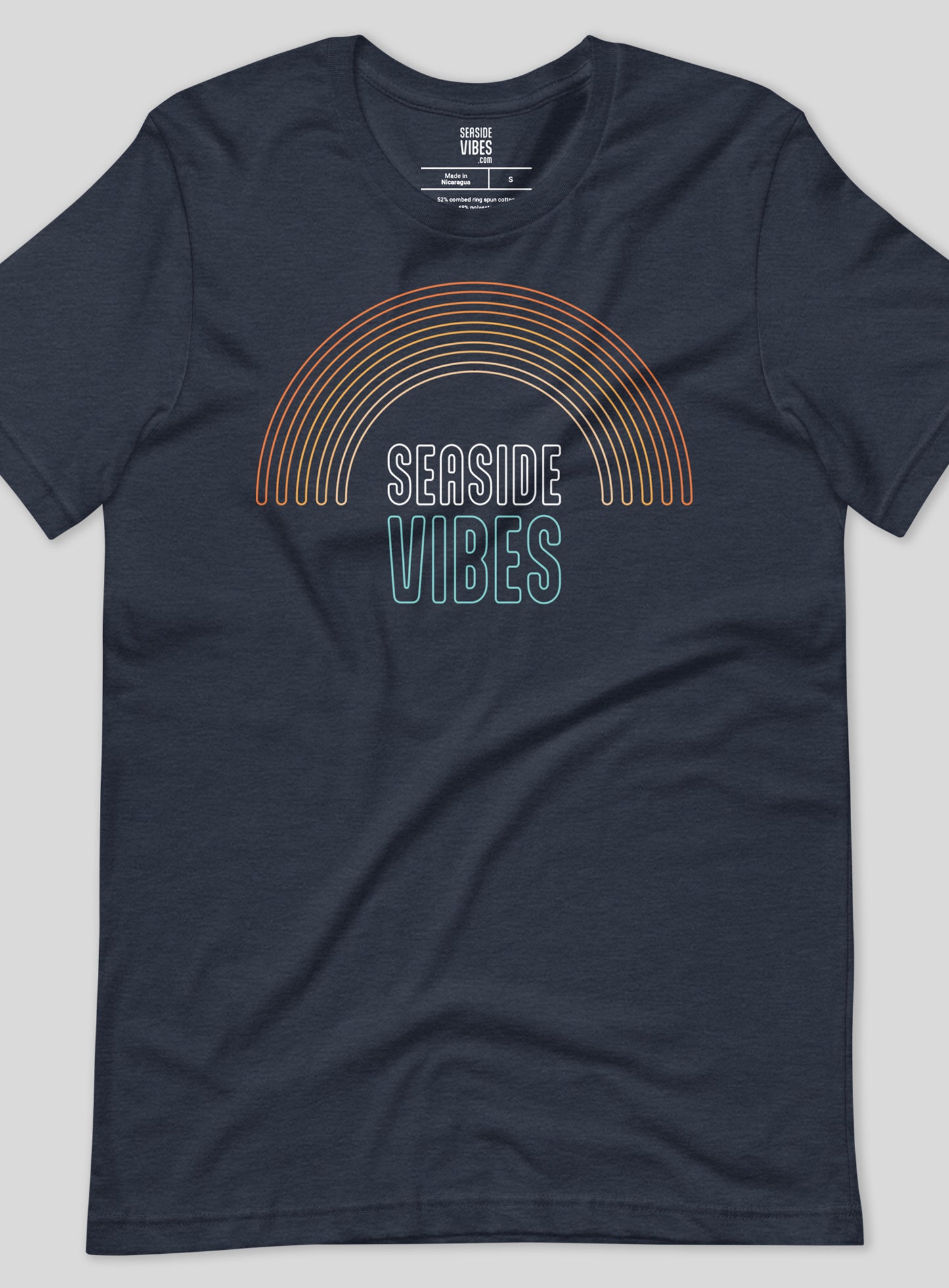 Unisex: Seaside Vibes Logo Tee - Heather Navy