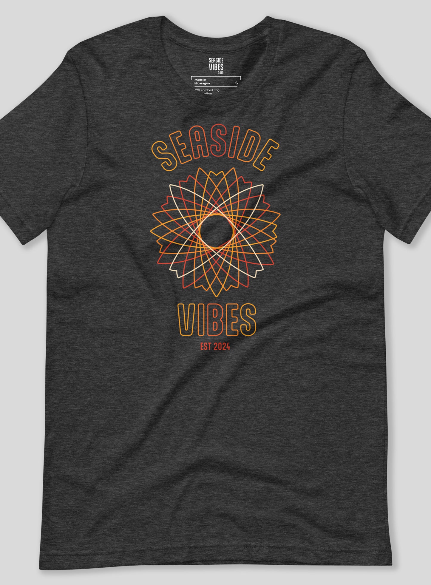 Unisex: Seaside Vibes Electric Surf Tee - Dark Grey Heather