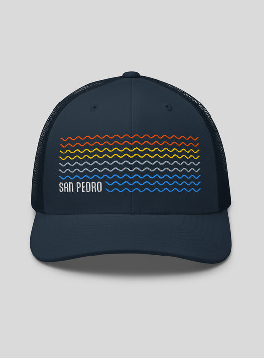 San Pedro Sunset Waves Trucker Hat - Navy/Navy