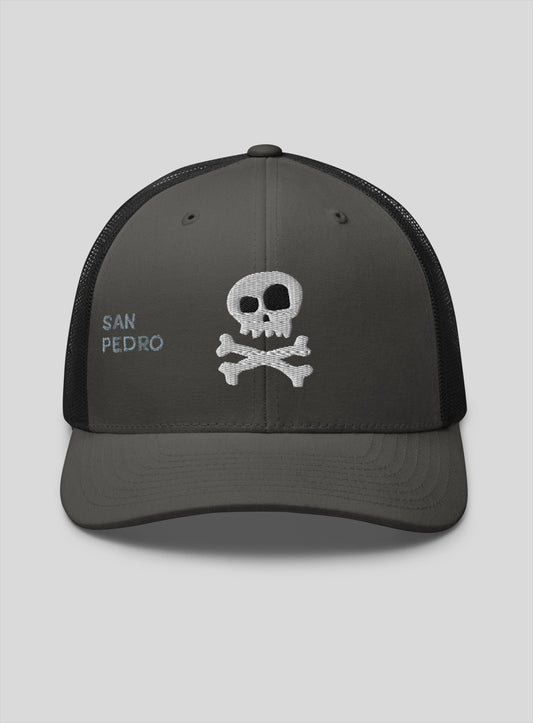 San Pedro Skull and Bones Trucker Hat - Charcoal/Black