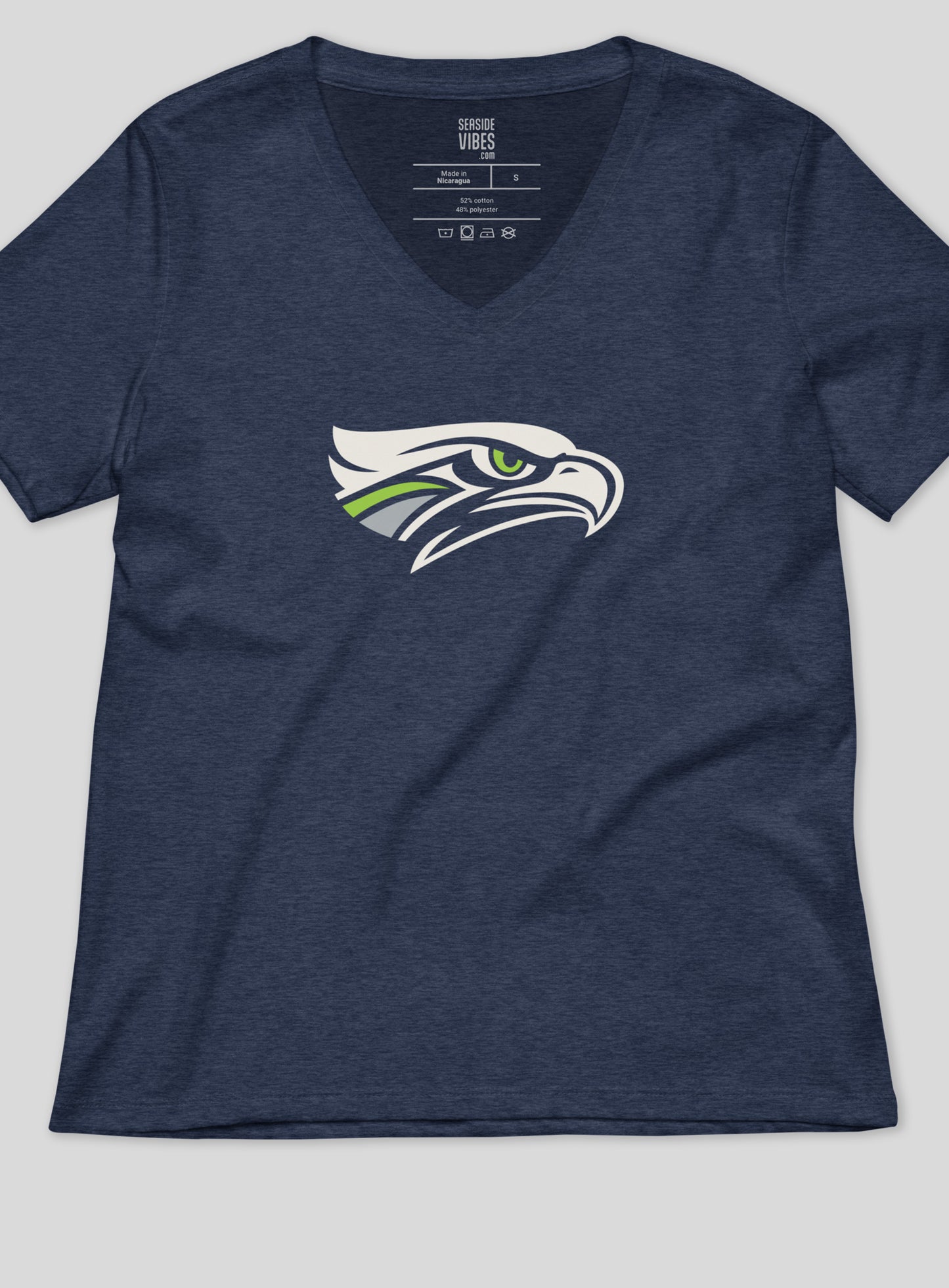 V-Neck: Seahawks Logo Concept Tee - Heather Navy