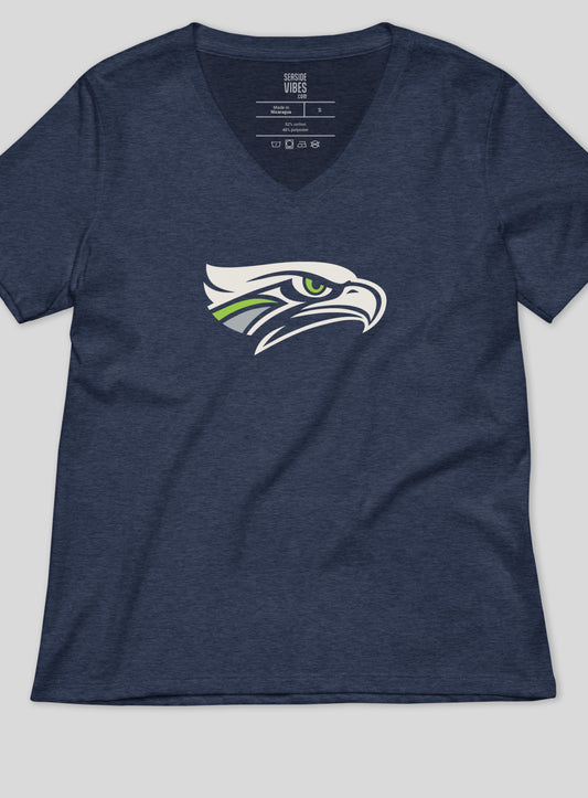 V-Neck: Seahawks Logo Concept Tee - Heather Navy
