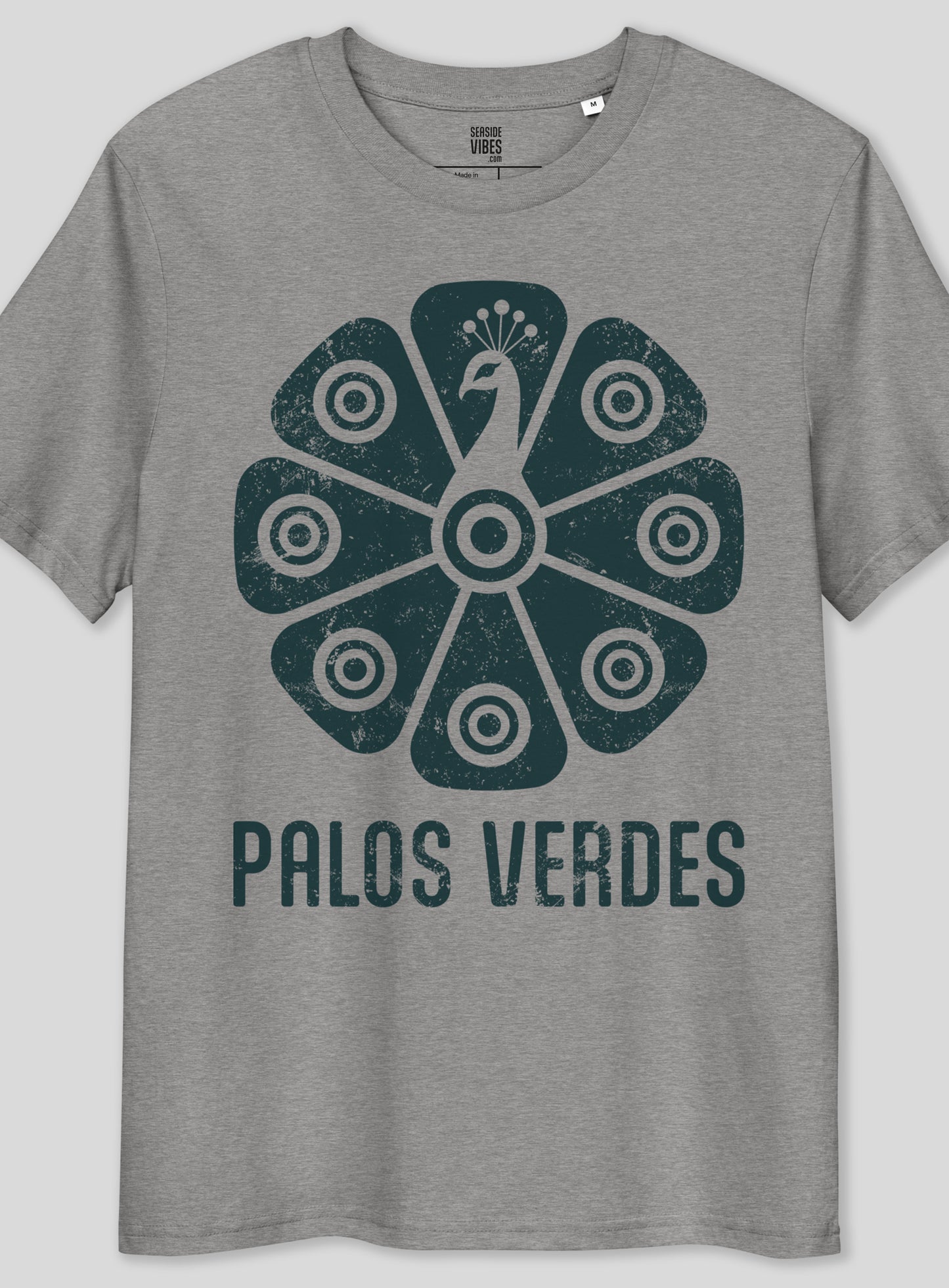 Premium Unisex: Palos Verdes Tribal Peacock Tee - Heather Grey