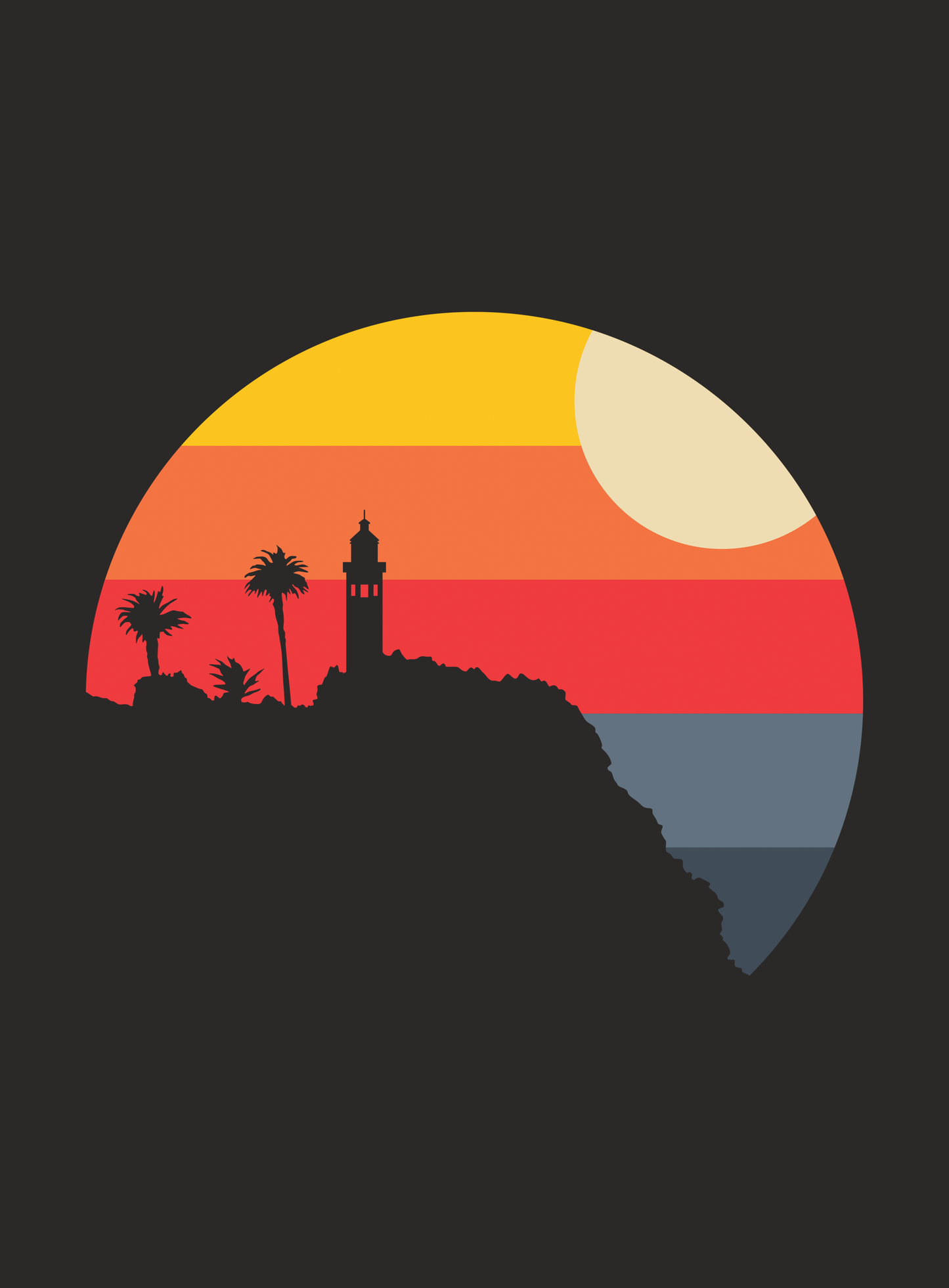 Premium Unisex: Palos Verdes Point Vicente Sunset Tee - Dark Heather Grey