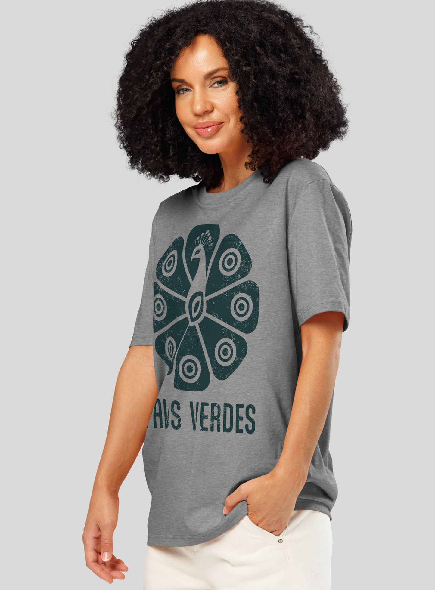 Premium Unisex: Palos Verdes Tribal Peacock Tee - Heather Grey