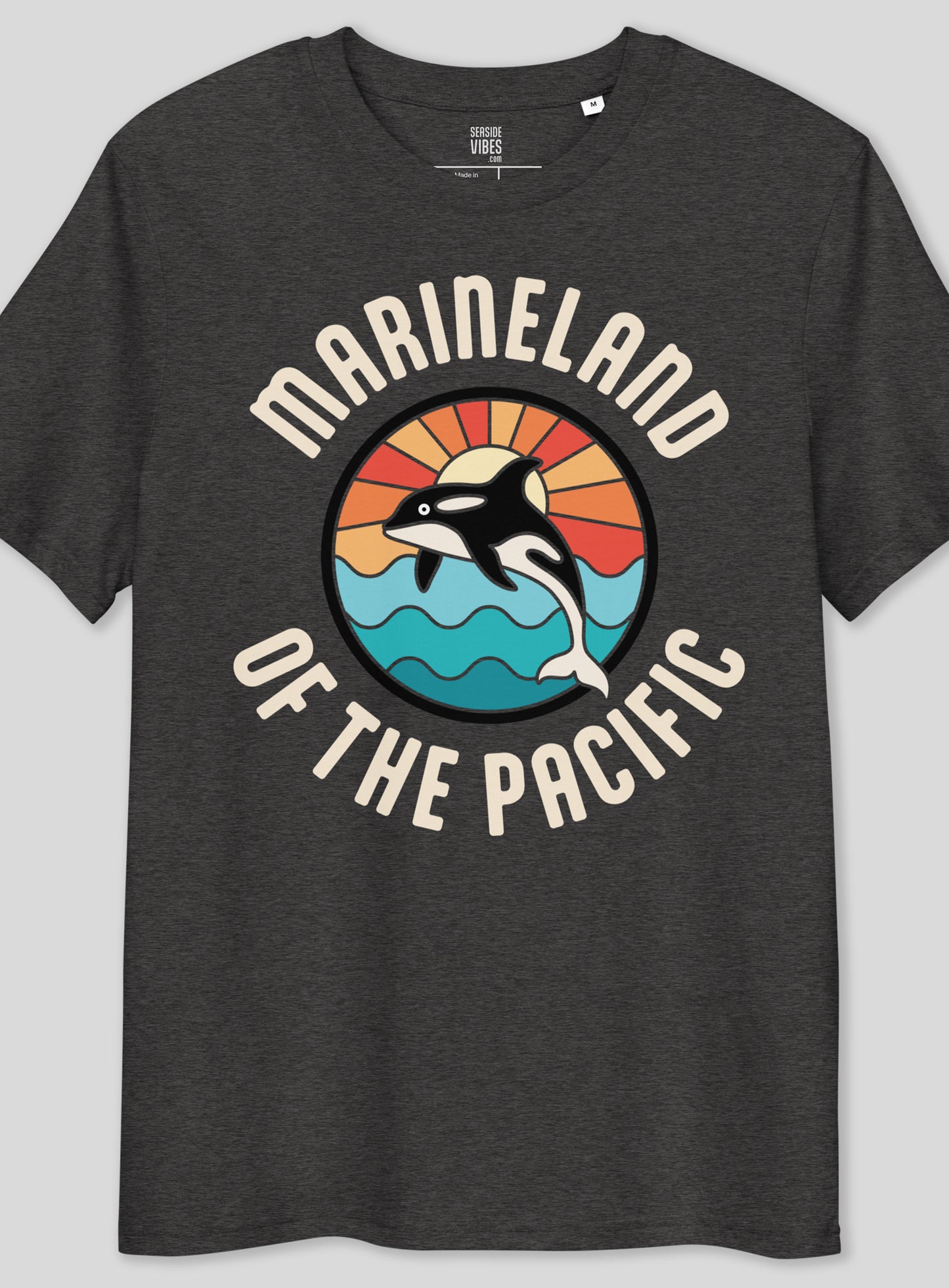 Premium Unisex: Marineland of the Pacific Retro Sunset Tee - Dark Heather Grey