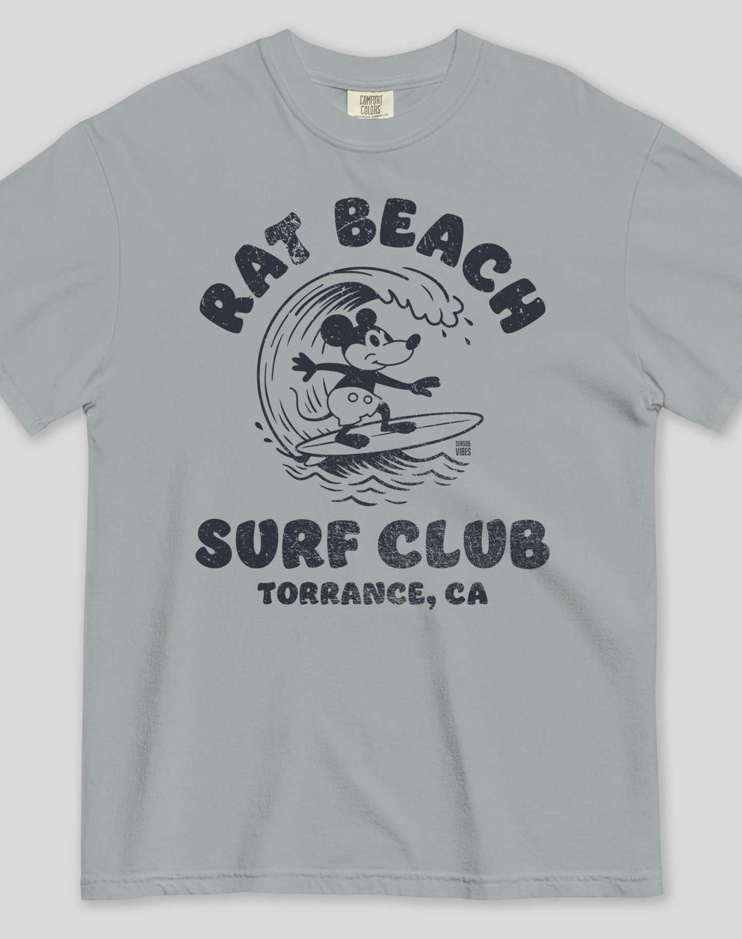 Unisex: Rat Beach Surf Club Tee - 100% Cotton | Granite