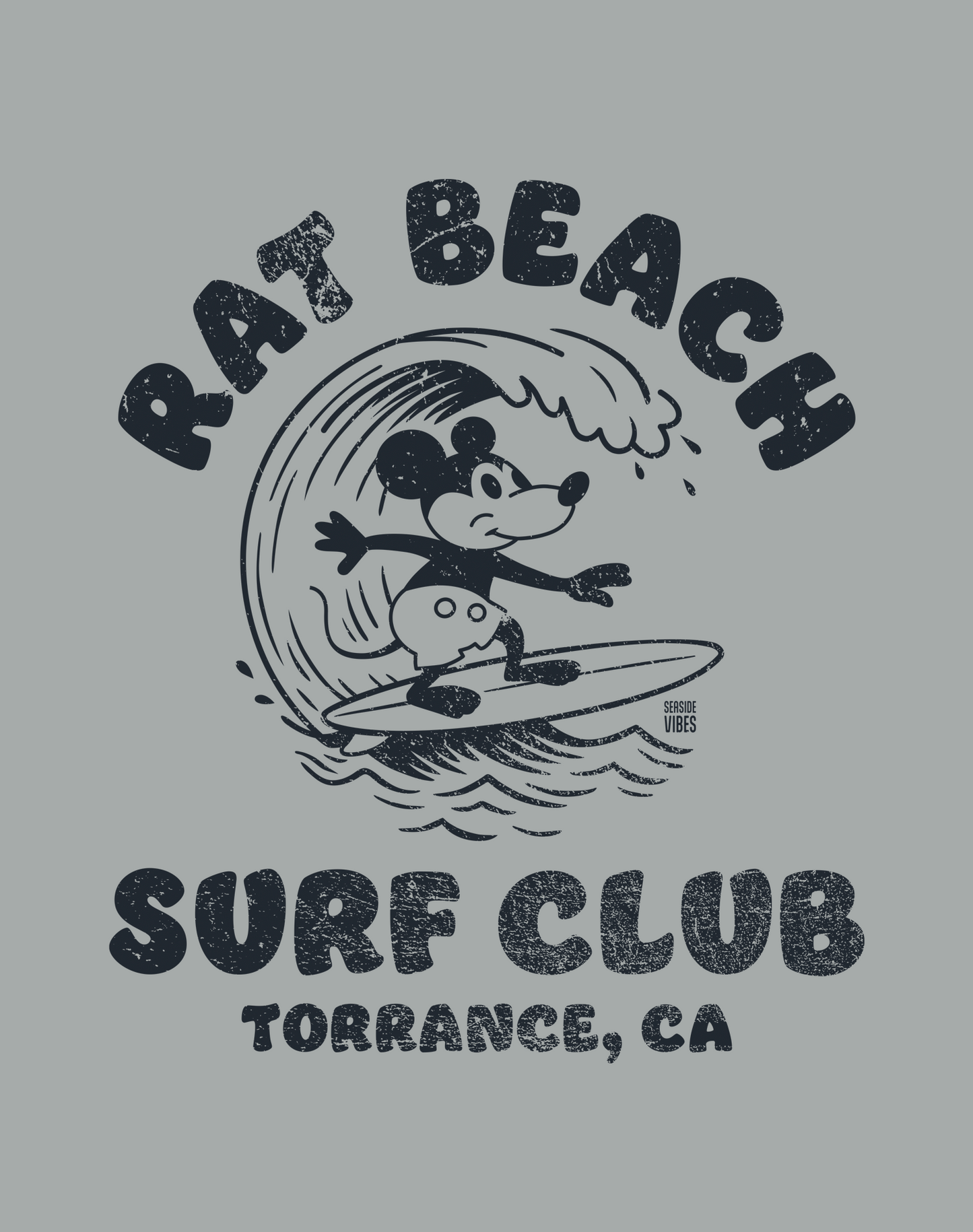 Unisex: Rat Beach Surf Club Tee - 100% Cotton | Granite