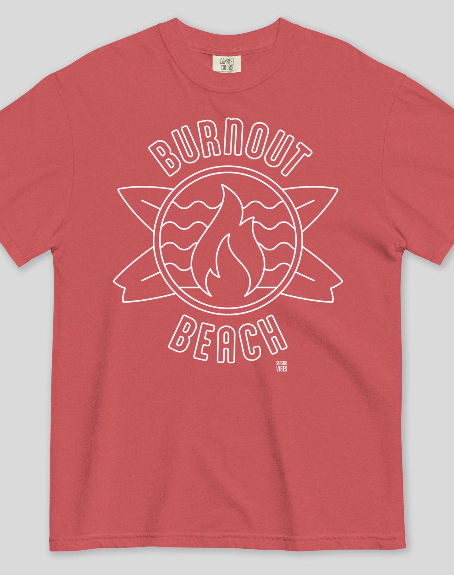 Unisex: Burnout Beach Tee - 100% Cotton | Crimson