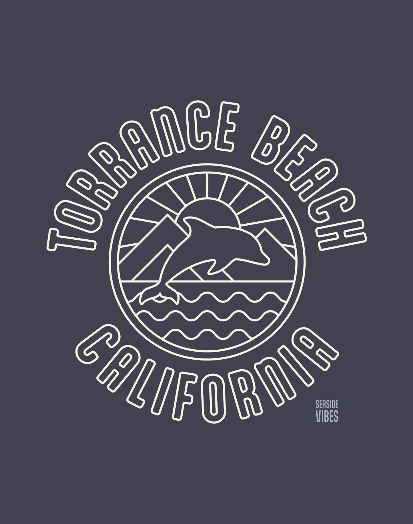 Unisex: Torrance Beach Dolphin Sunrise Tee - 100% Cotton | Navy