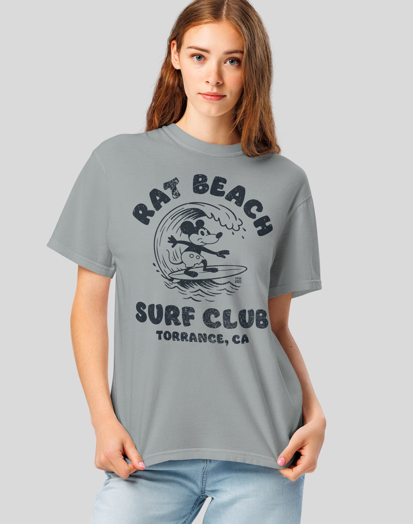 Unisex: Rat Beach Surf Club Tee - 100% Cotton | Granite
