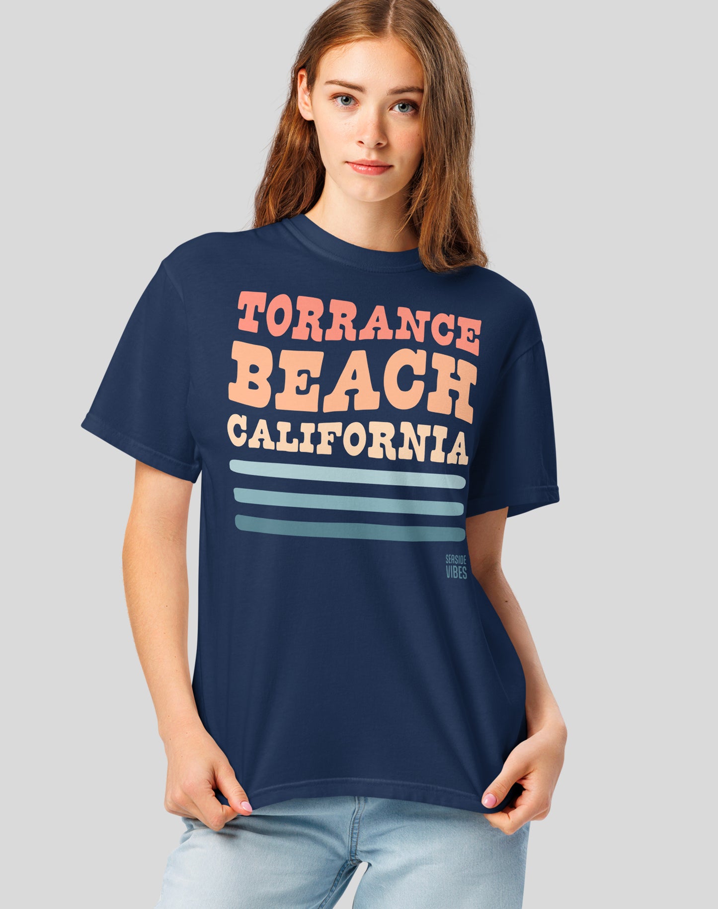 Unisex: Torrance Beach Vibes Tee - 100% Cotton | True Navy
