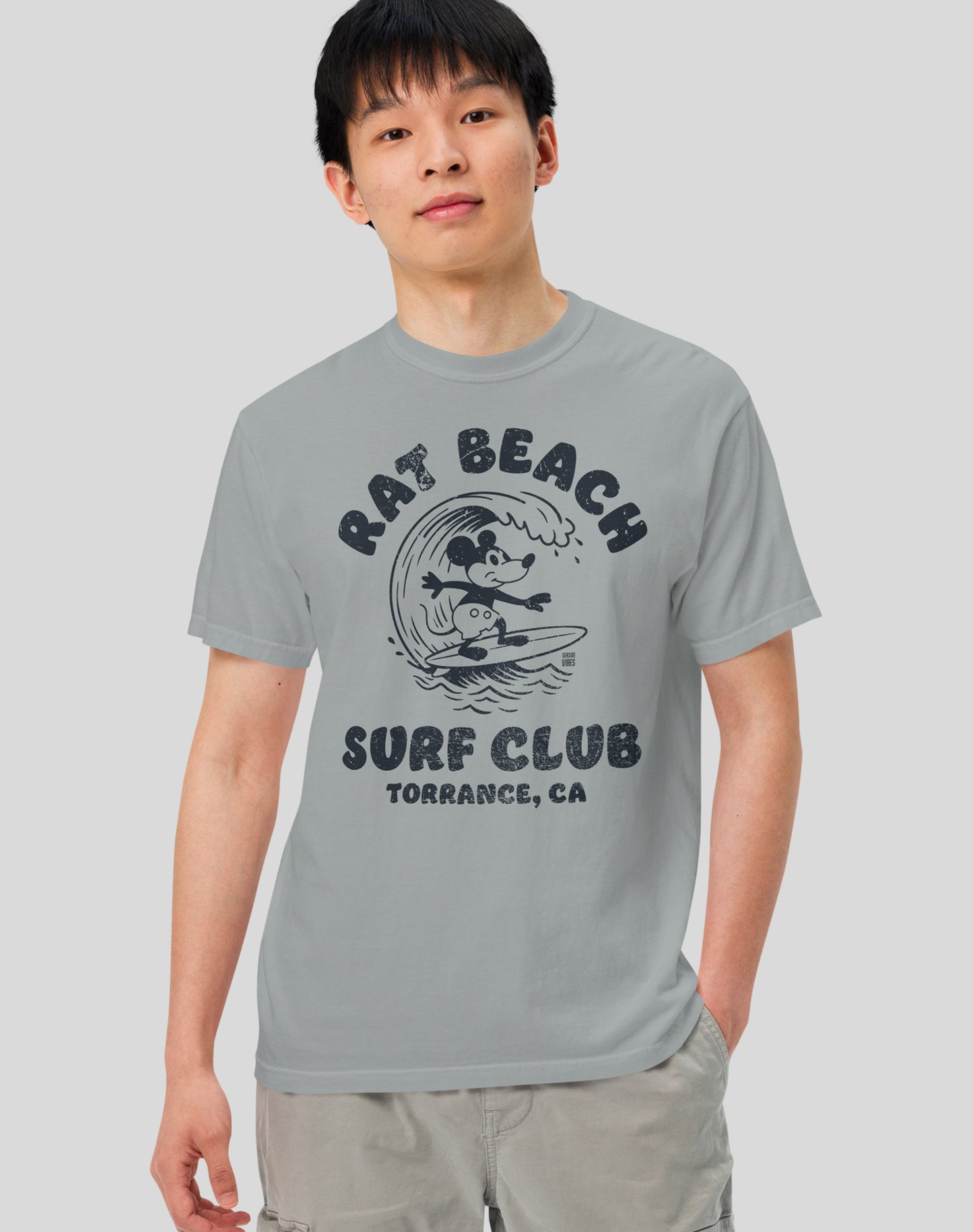 Unisex: Rat Beach Surf Club Tee - 100% Cotton | Granite