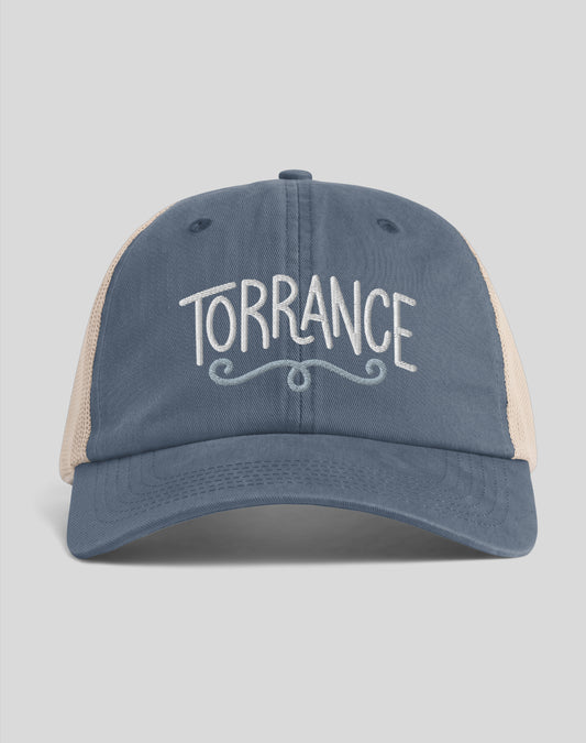Torrance Swirl Sunwashed Trucker Hat | Granite/Tan