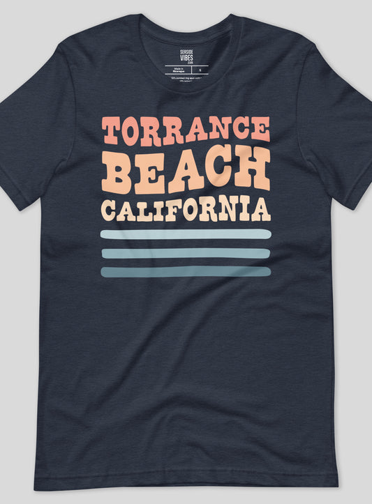 Unisex: Torrance Beach Waves Tee -  Heather Navy
