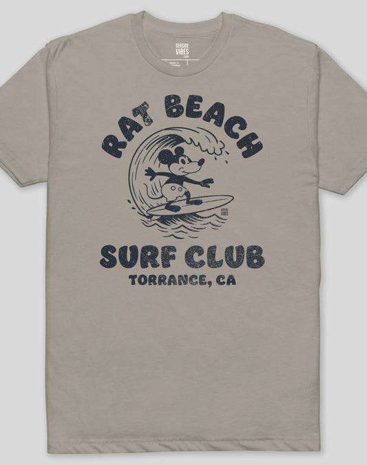 Rat Beach Steamboat Willie Surf Club Tee - Cotton Blend | Stone Grey
