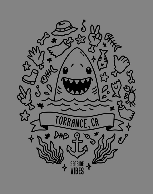 Torrance Shark Attack! Tee - Cotton Blend | Dark Heather Gray