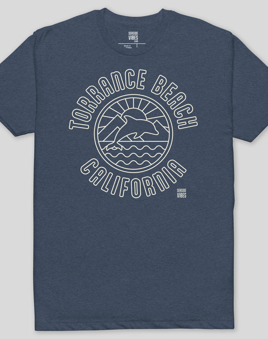 Torrance Beach Dolphin Sunrise Tee - Cotton Blend | Midnight Navy