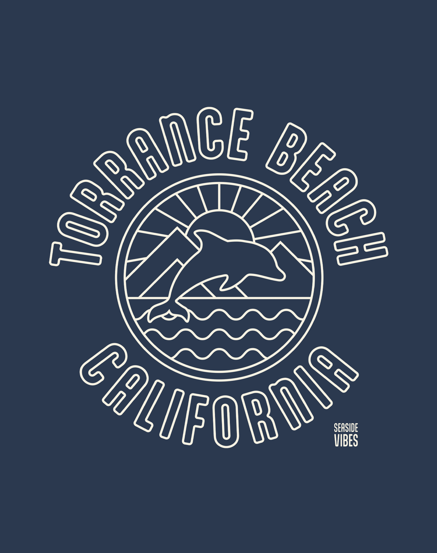 Torrance Beach Dolphin Sunrise Tee - Cotton Blend | Midnight Navy