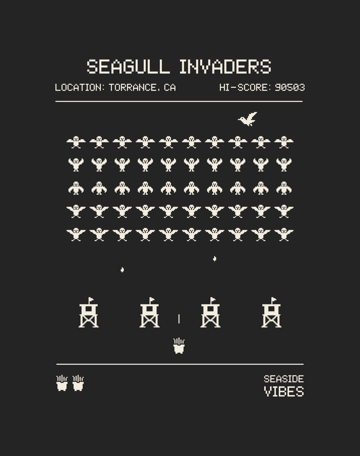 Torrance Seagull Invaders Tee - Cotton Blend | Charcoal