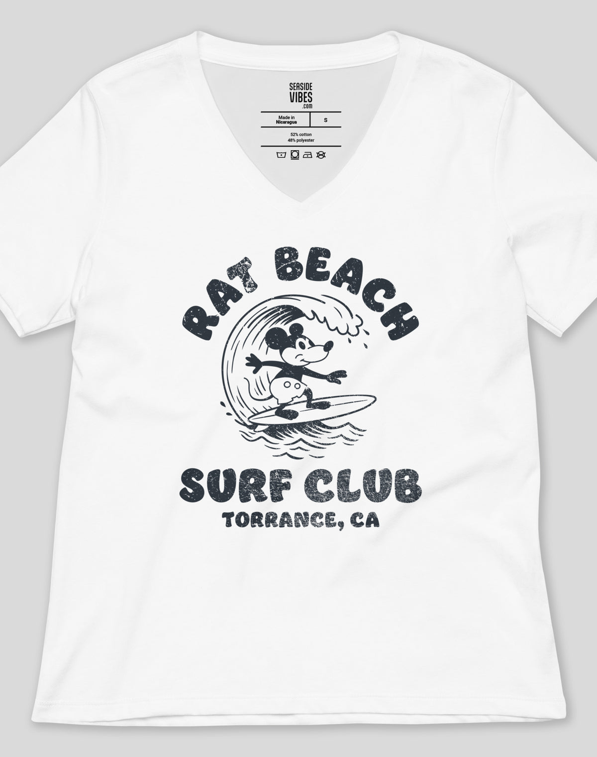 V-Neck: Rat Beach Surf Club Tee - White