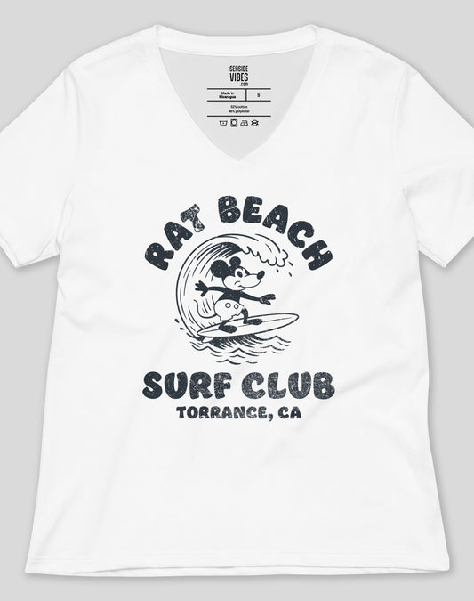 V-Neck: Rat Beach Surf Club Tee - White