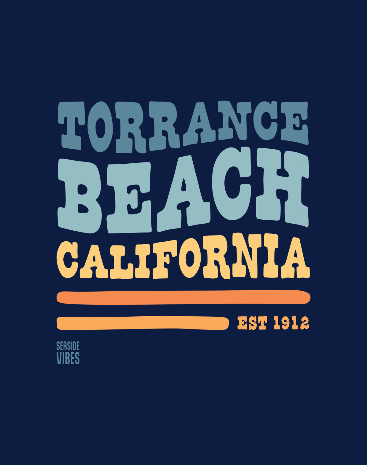 V-Neck: Torrance Beach Vibes Tee | Heather Navy