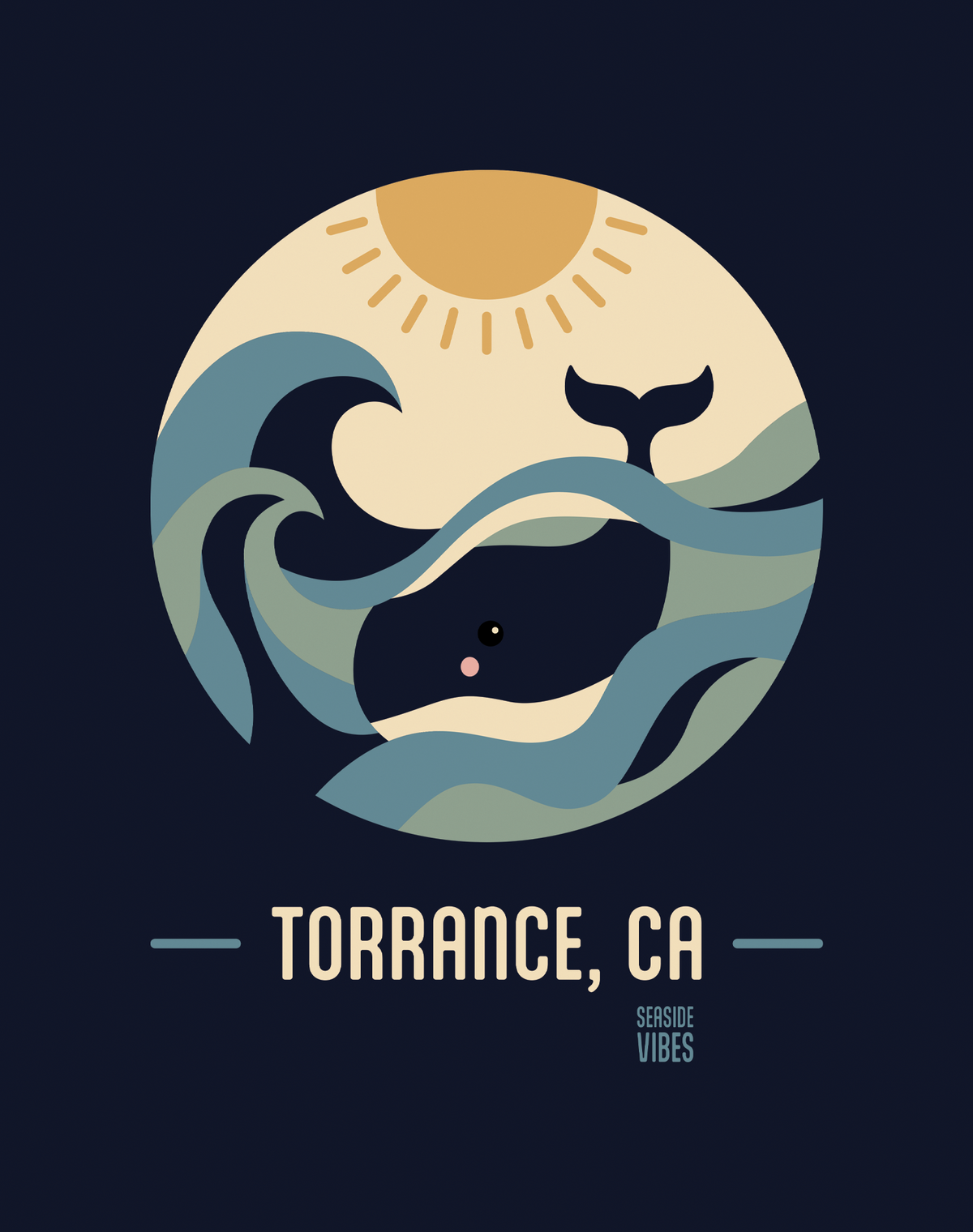 Youth: Torrance Whale Sunset Tee | Navy