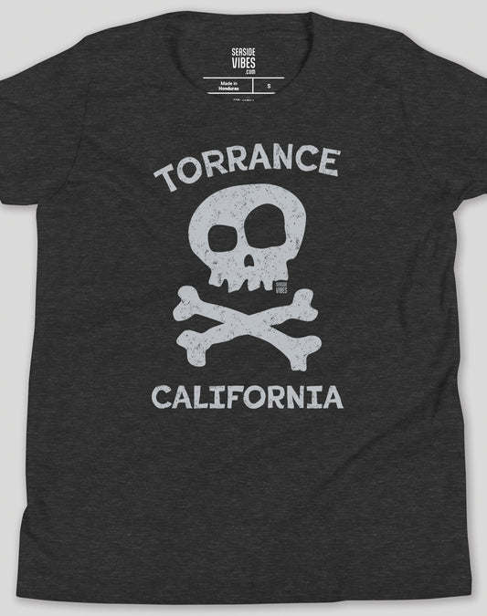 Youth: Torrance Skull and Bones Tee | Dark Grey Heather