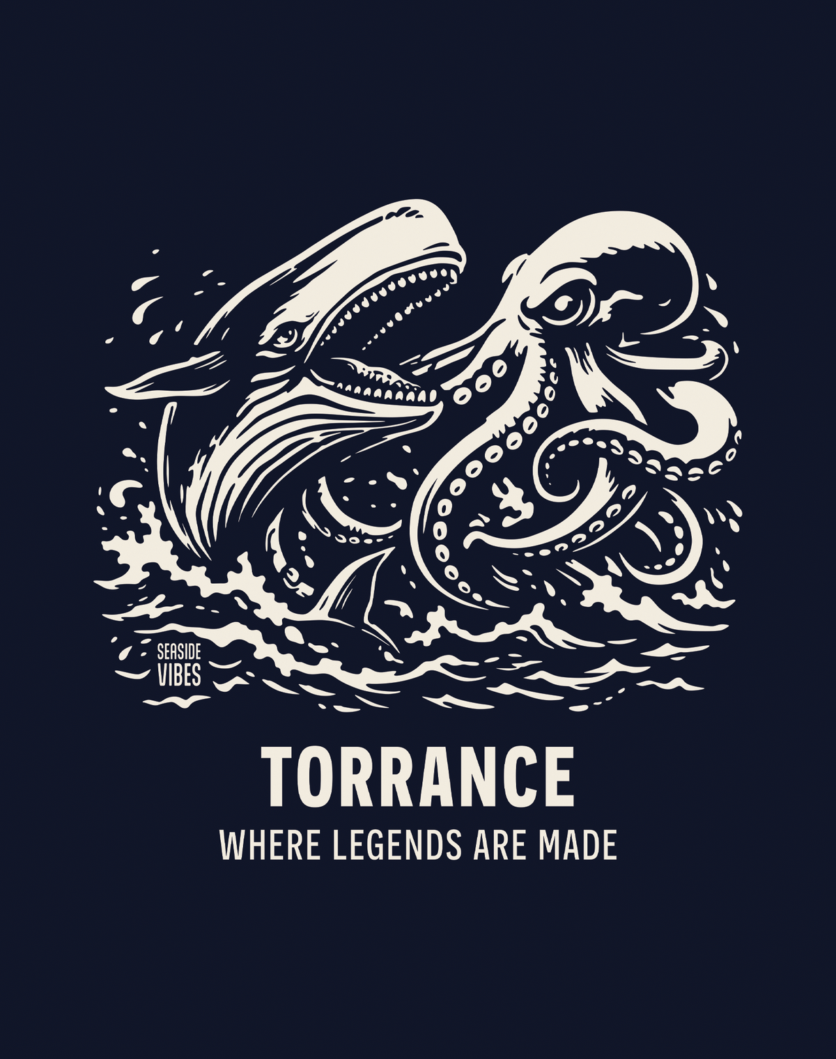 Youth: Torrance Octopus vs Whale Legends Tee | Navy