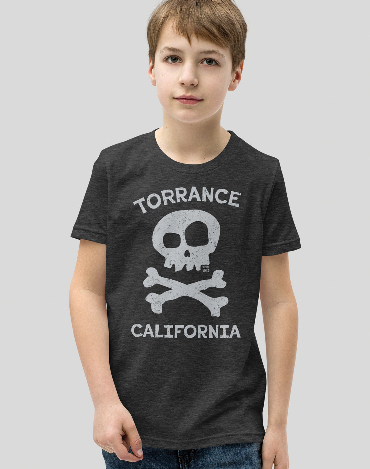 Youth: Torrance Skull and Bones Tee | Dark Grey Heather