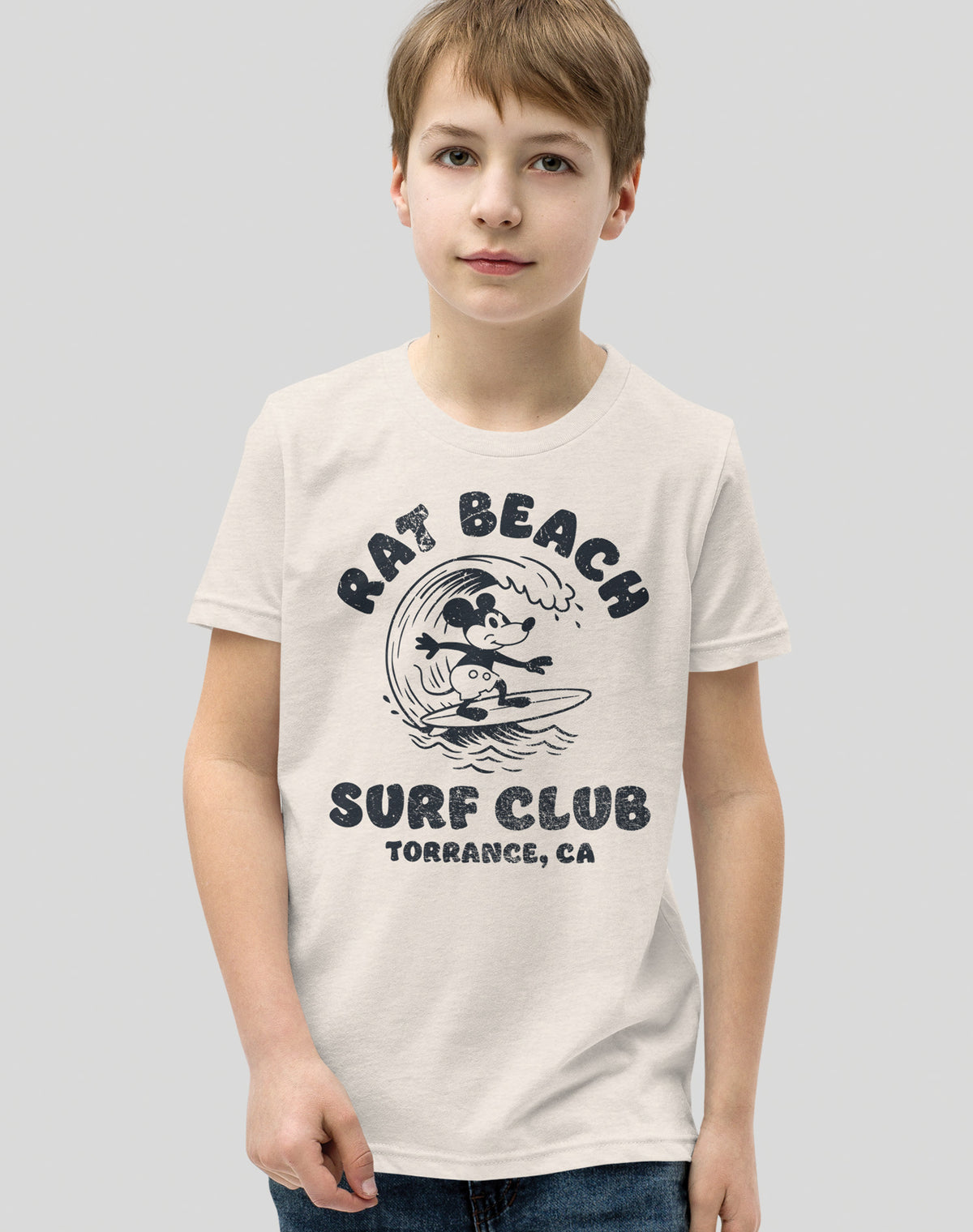 Youth: Rat Beach Steamboat Willie Surf Club Tee | Heather Dust