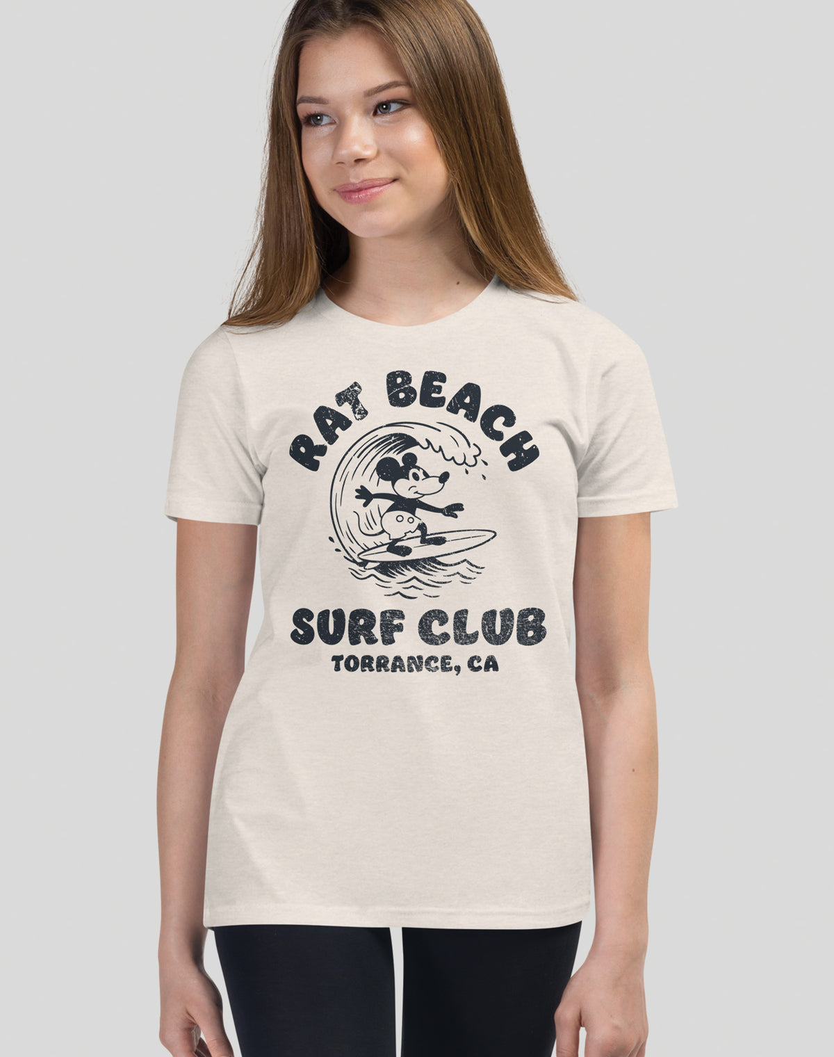 Youth: Rat Beach Steamboat Willie Surf Club Tee | Heather Dust