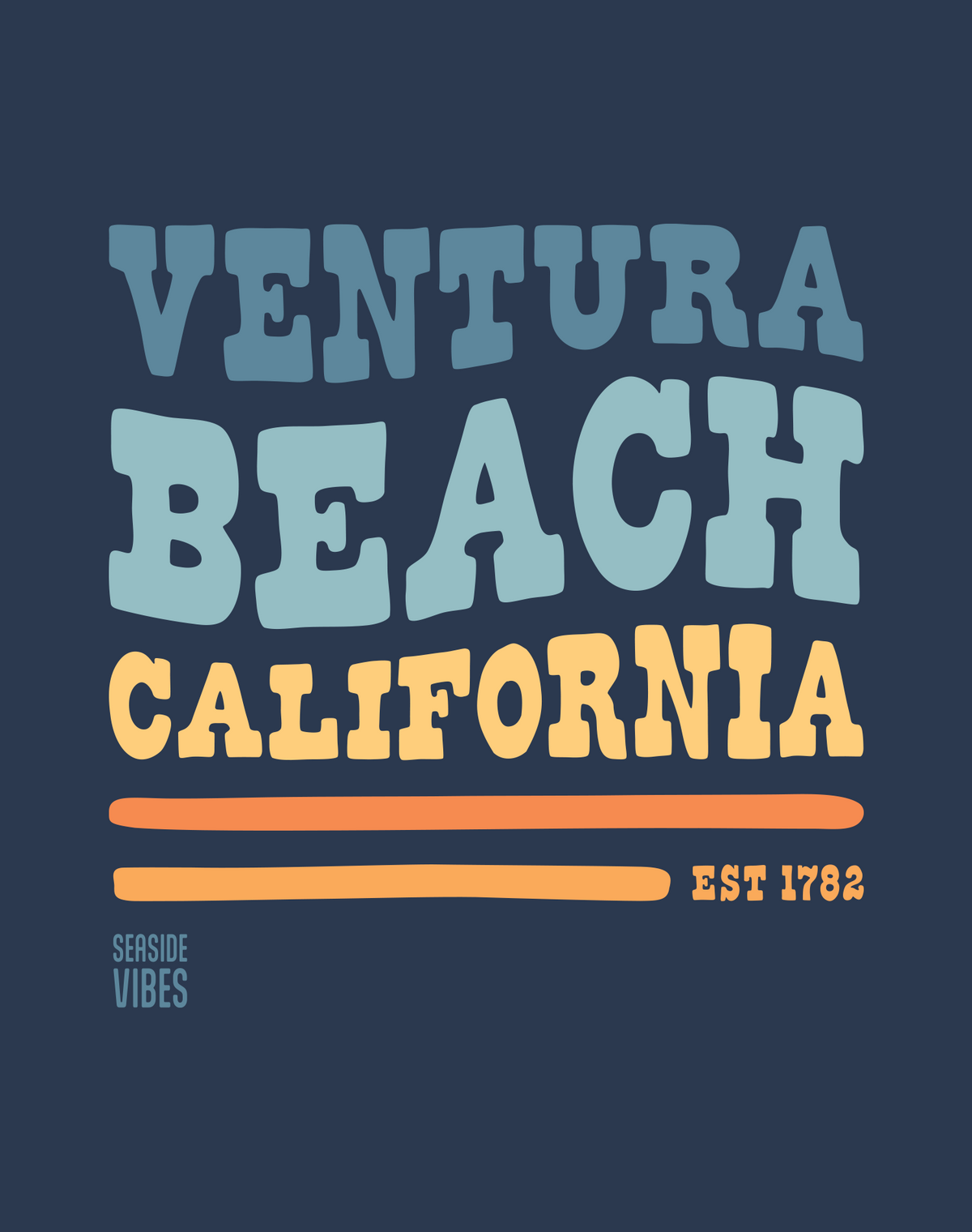 Ventura Beach Vibes Tee - Cotton Blend | Midnight Navy