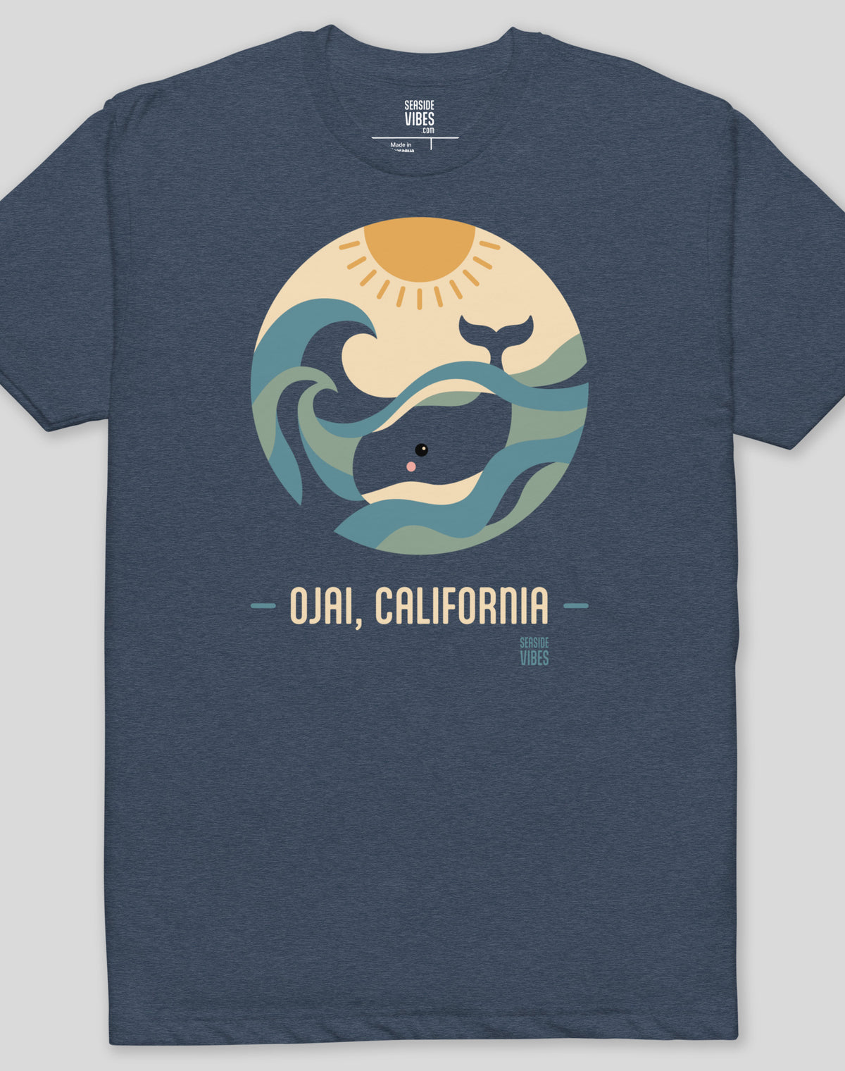 Ojai California Whale Sunset Tee - Cotton Blend | Midnight Navy