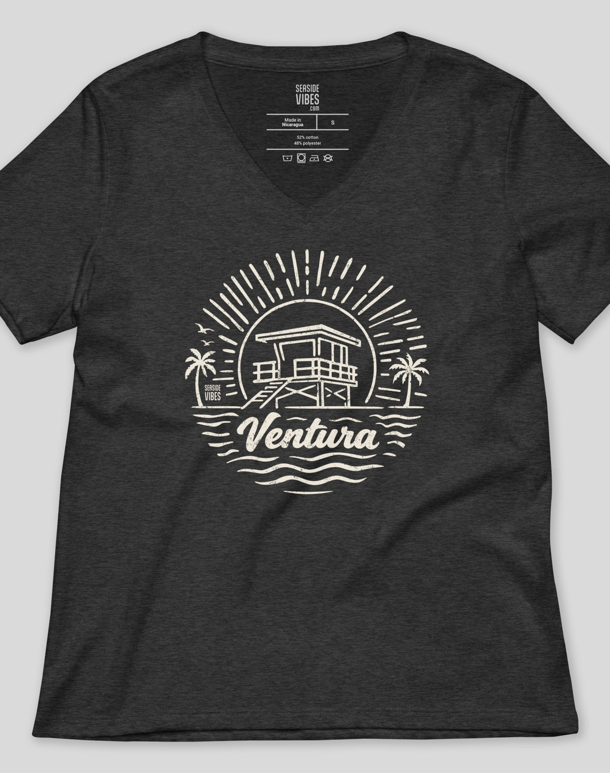V-Neck: Ventura Sunrise Session Tee | Dark Grey Heather