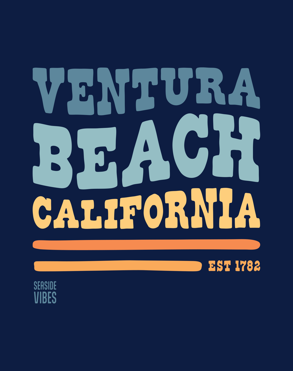 V-Neck: Ventura Beach Vibes Tee - Heather Navy