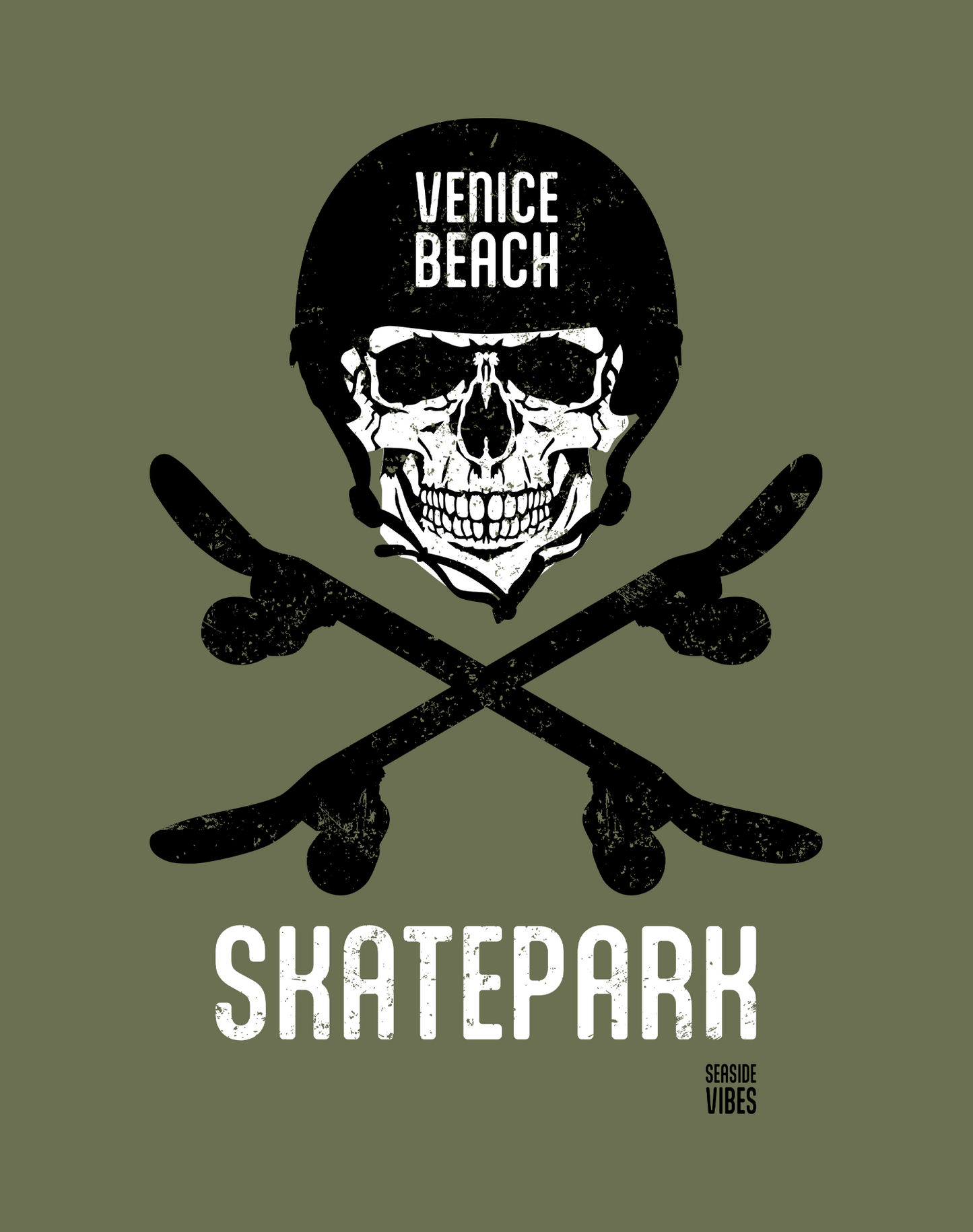 Unisex: Sk8 or Die Venice Beach Tee - 100% Cotton | Moss