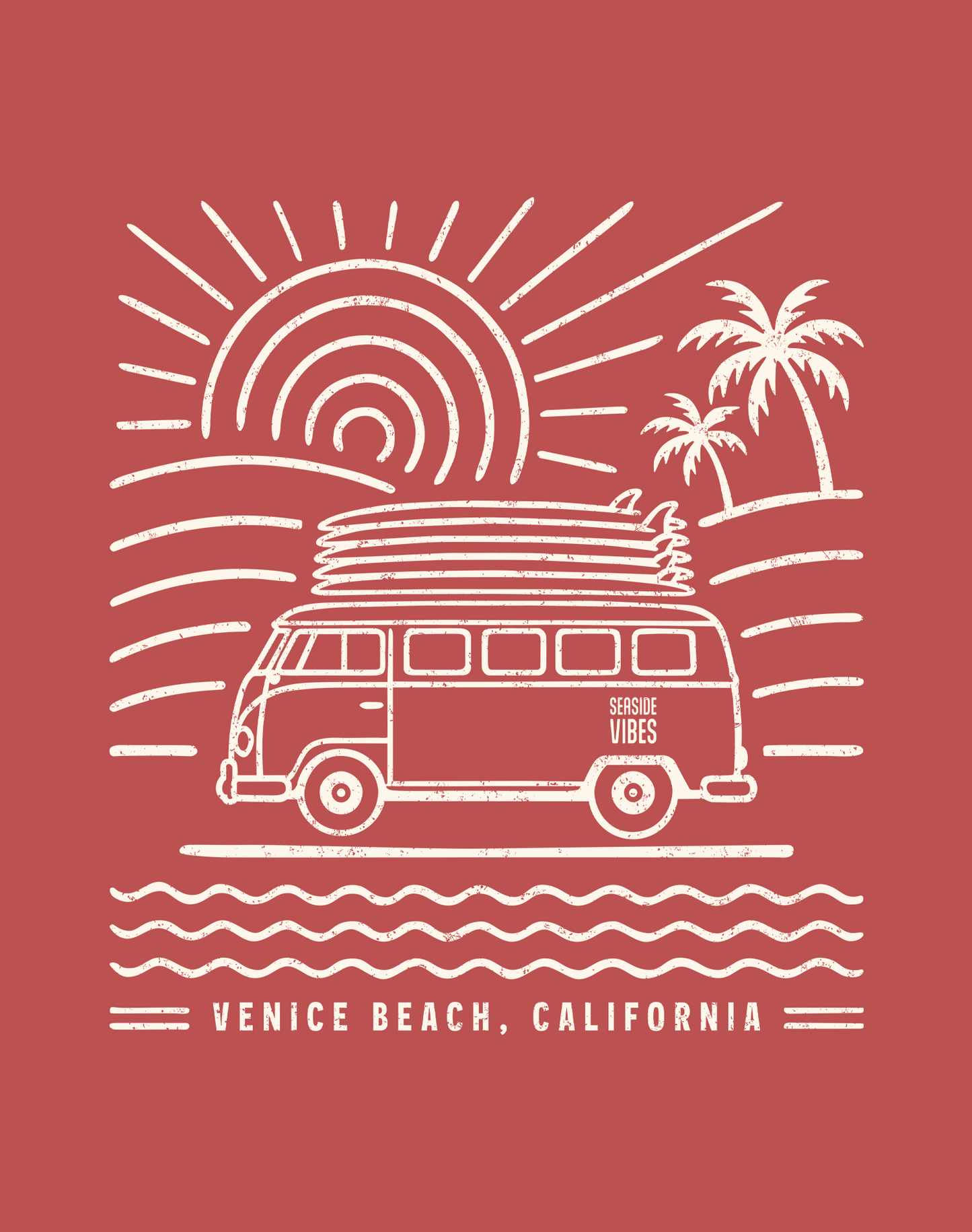 Unisex: Endless Summer Venice Beach Tee - 100% Cotton | Crimson