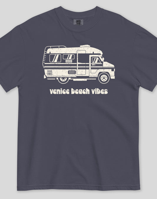 Unisex: Venice Beach Vibes Tee - 100% Cotton | Navy
