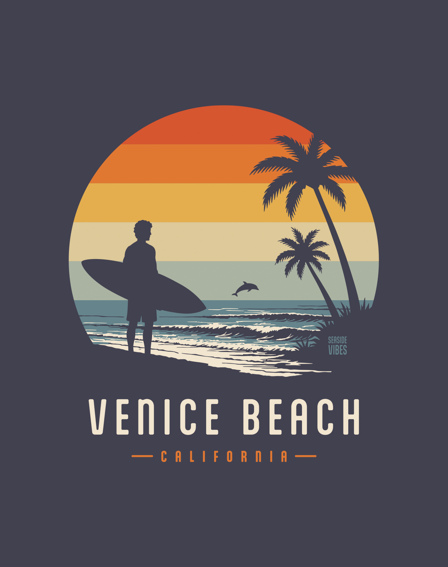 Unisex: Venice Beach Away From Keyboard Tee - 100% Cotton | Navy