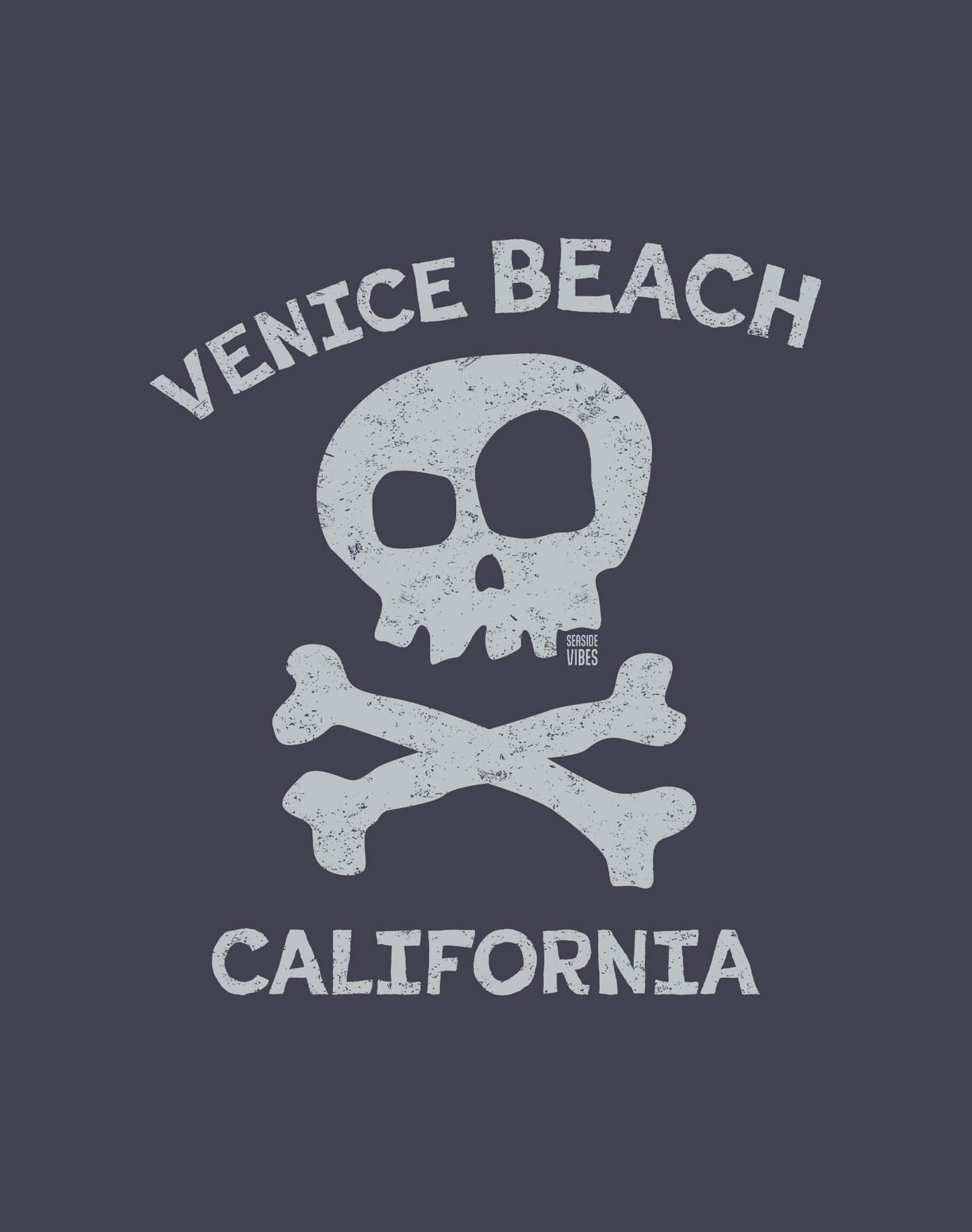 Unisex: Venice Beach Skull & Bones Tee - 100% Cotton | Navy