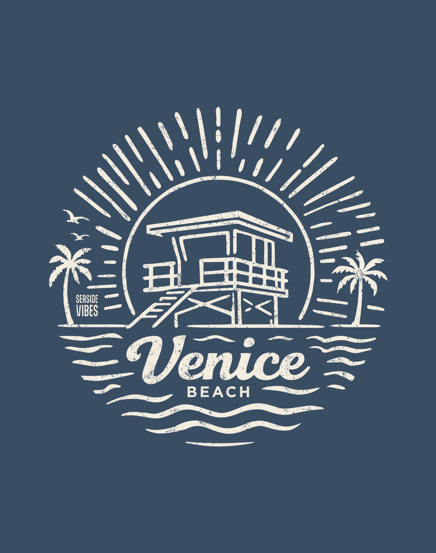Unisex: Venice Beach Sunrise Session Tee - 100% Cotton | Midnight